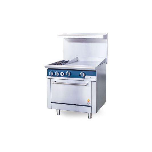 Cuisinière à gaz avec four à convection intégré 36 po avec plaque de cuisson 24 po (thermostat) HZ-CR36-24TG