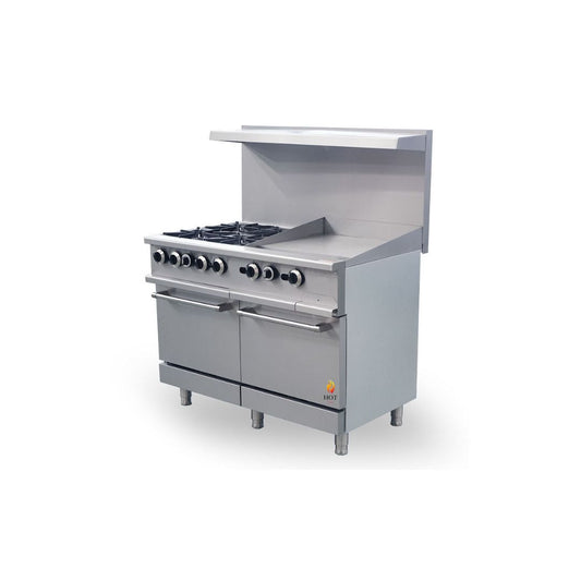 Cuisinière à gaz avec four à convection intégré 48 po avec plaque de cuisson 24 po HZ-CR48-24MG