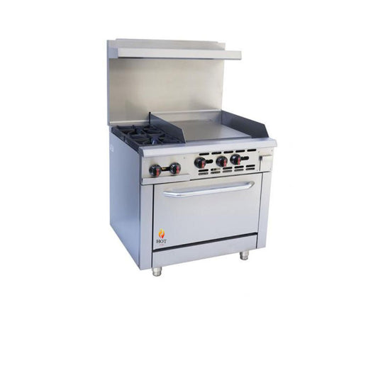 Cuisinière à gaz 24" avec plaque de cuisson de 12" et 2 brûleurs ouverts HZ-R24-12MG