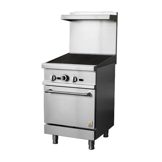 Cuisinière à gaz avec four à convection intégré 24 po avec gril à charbon de bois HZ-CR24-24CB